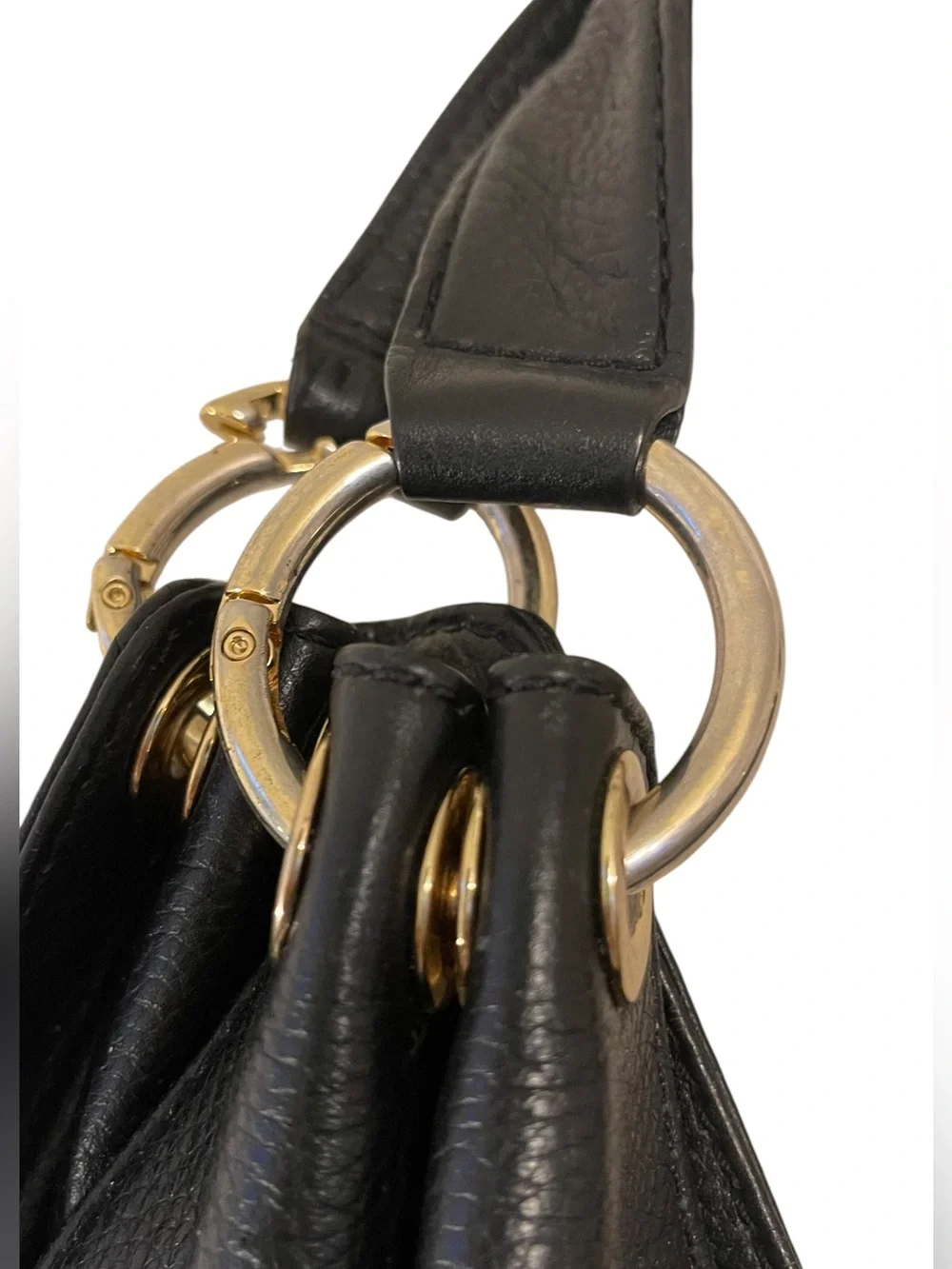 ❤️ EUC Vintage Michael Kors LAYTON Black Leather Gold Ring Hardware Hobo Bag